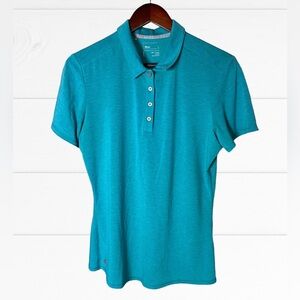 Adidas Polo Shirt Womens Medium Teal Heather Short Sleeve Stretch Golf Top